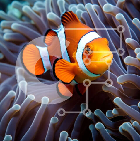 Intra Συλλεκτικό Ξύλινο Παζλ Plywood 4mm - Ψάρια κλόουν που κολυμπούν ανάμεσα στις ανεμώνες στον ωκεανό Σε Ξύλινο Κουτί - Διαστάσεις: 10x10 cm – 25 κομμάτια - Image 1