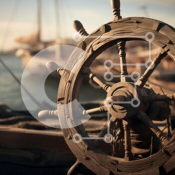 Intra Συλλεκτικό Ξύλινο Παζλ Plywood  4mm - Ξύλινο τιμόνι πλοίου σε Vintage ιστιοπλοϊκό σκάφος Σε Ξύλινο Κουτί - Διαστάσεις Puzzle: 10x10 cm – 25 κομμάτια - Image 1