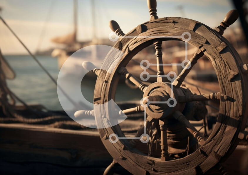 Intra Συλλεκτικό Ξύλινο Παζλ Plywood  4mm - Ξύλινο τιμόνι πλοίου σε Vintage ιστιοπλοϊκό σκάφος Σε Ξύλινο Κουτί - Διαστάσεις Puzzle: 10x10 cm – 25 κομμάτια