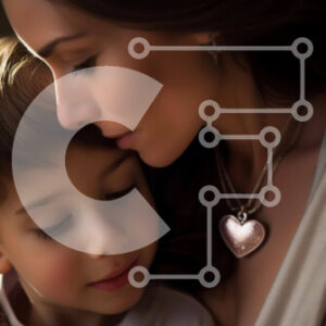 Intra Συλλεκτικό Ξύλινο Παζλ Plywood  4mm - Μητέρα και παιδί αγκαλιά με μενταγιόν σε σχήμα καρδιάς Σε Ξύλινο Κουτί - Διαστάσεις Puzzle: 10x10 cm – 25 κομμάτια