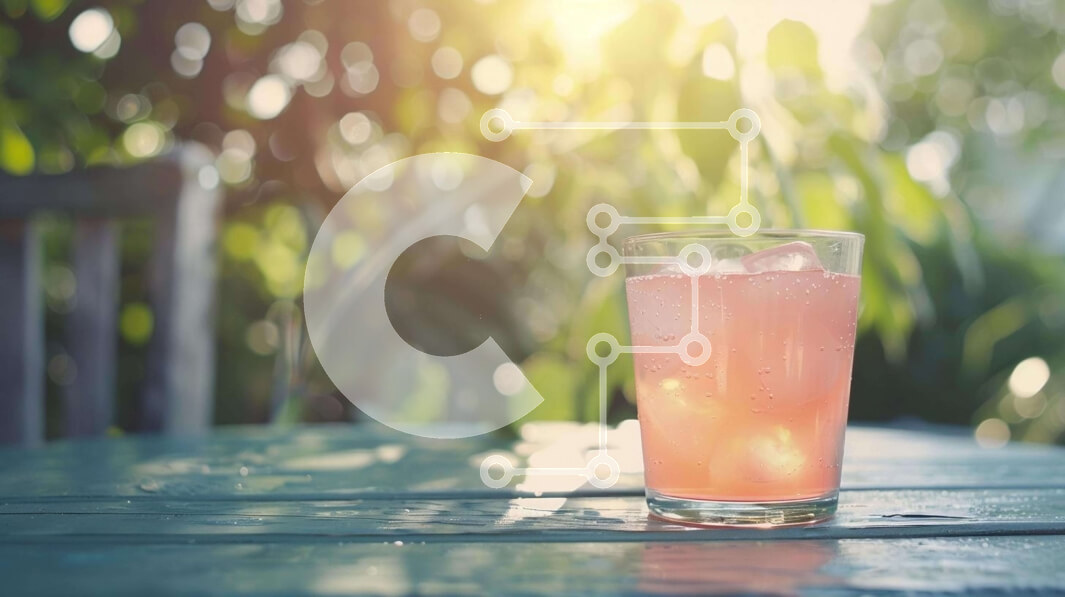 Intra Συλλεκτικό Ξύλινο Παζλ Plywood  4mm - Ποτήρι ροζ υγρό με πάγο σε εξωτερικό ξύλινο τραπέζι Σε Ξύλινο Κουτί - Διαστάσεις: 10x10 cm – 25 κομμάτια