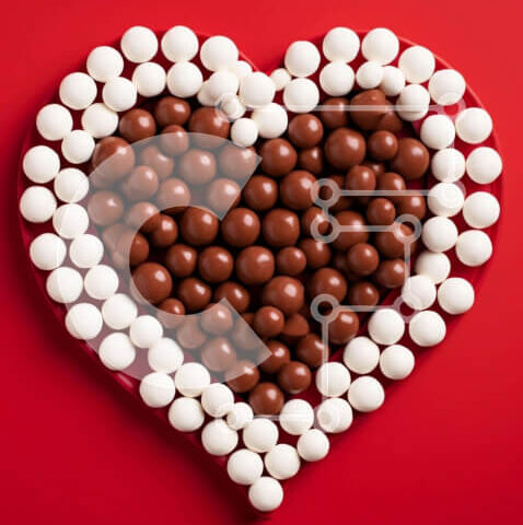 Intra Συλλεκτικό Ξύλινο Παζλ Plywood  4mm - Σοκολάτα σε σχήμα καρδιάς και λευκή σύνθεση M&M Σε Ξύλινο Κουτί - Διαστάσεις: 10x10 cm – 25 κομμάτια - Image 1