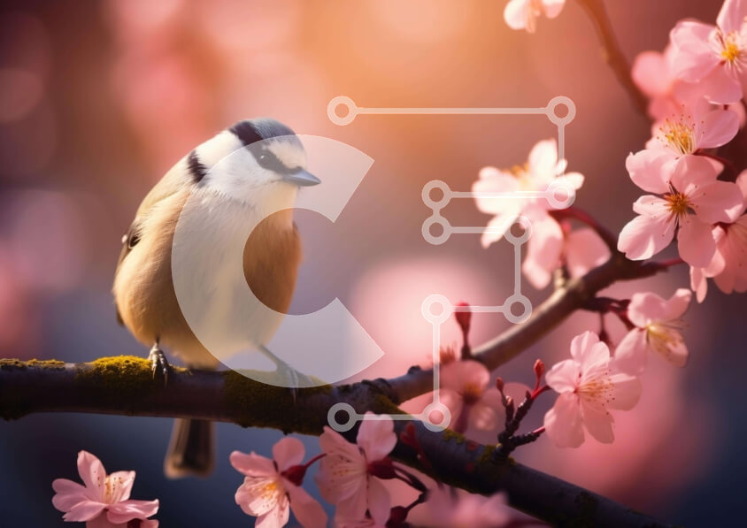 Intra Συλλεκτικό Ξύλινο Παζλ Plywood  4mm - Μικρό πουλί σκαρφαλωμένο σε κλαδί μηλιάς Σε Ξύλινο Κουτί - Διαστάσεις: 10x10 cm – 25 κομμάτια