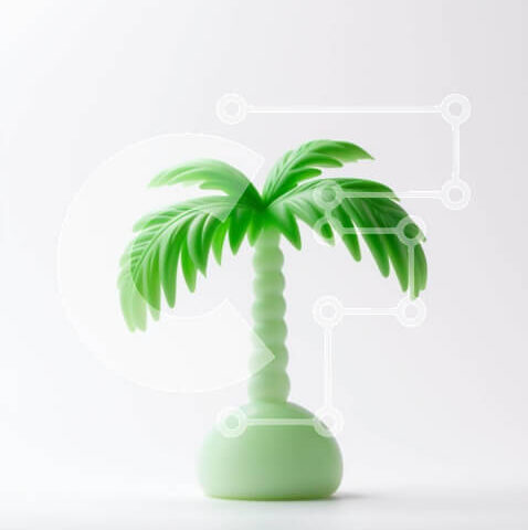 Intra Συλλεκτικό Ξύλινο Παζλ Plywood  4mm - Πράσινος φοίνικας στο λευκό διάστημα Σε Ξύλινο Κουτί - Διαστάσεις: 10x10 cm – 25 κομμάτια - Image 1