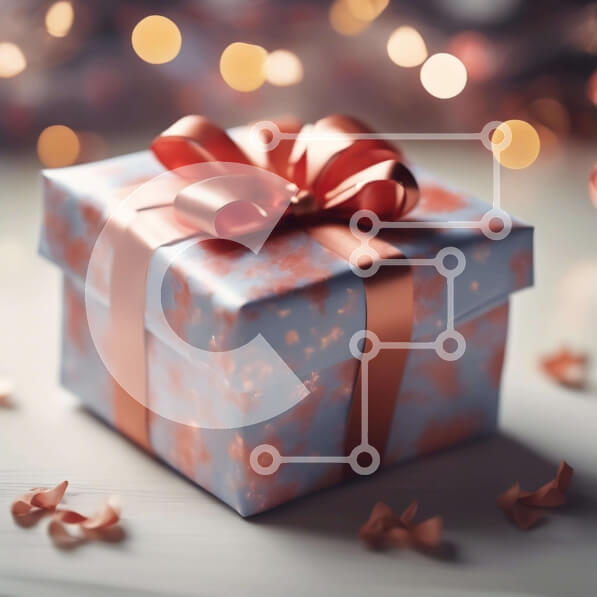 Intra Συλλεκτικό Ξύλινο Παζλ Plywood  4mm - Εορταστικό κουτί δώρου με πορτοκαλί κορδέλα και κομφετί Σε Ξύλινο Κουτί - Διαστάσεις: 10x10 cm – 25 κομμάτια