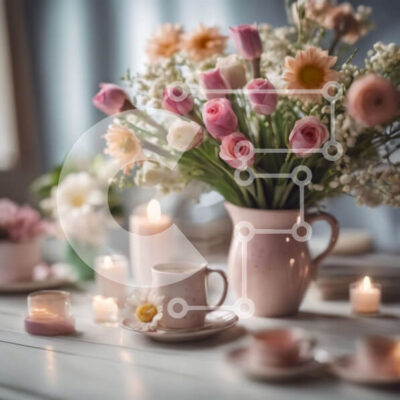 Intra Συλλεκτικό Ξύλινο Παζλ Plywood  4mm - Κομψό τραπέζι με φλιτζάνια, πιάτα και λουλούδια Σε Ξύλινο Κουτί - Διαστάσεις Puzzle: 10x10 cm – 25 κομμάτια - Image 1