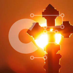 Intra Συλλεκτικό Ξύλινο Παζλ Plywood  4mm - Σκιαγραφημένος Σταυρός ενάντια στη Δύση του Ήλιου Σε Ξύλινο Κουτί - Διαστάσεις Puzzle: 10x10 cm – 25 κομμάτια