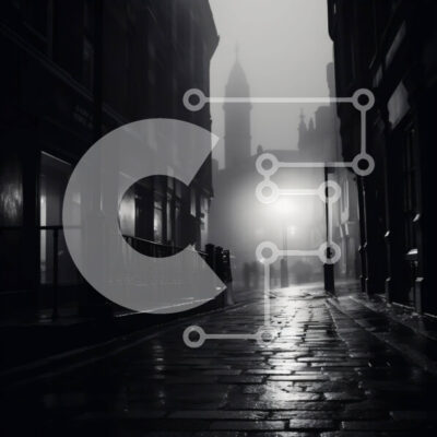 Intra Συλλεκτικό Ξύλινο Παζλ Plywood  4mm - Σκοτεινό δρομάκι με ανθρώπους που περπατούν τη νύχτα Σε Ξύλινο Κουτί - Διαστάσεις Puzzle: 10x10 cm – 25 κομμάτια - Image 1