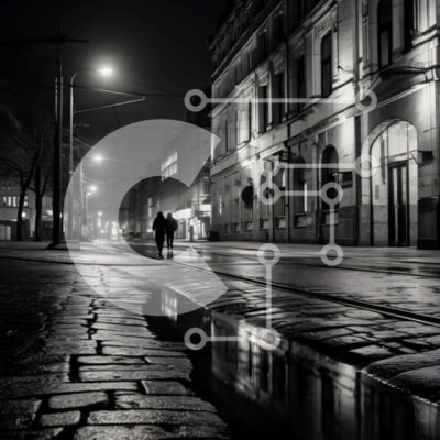 Intra Συλλεκτικό Ξύλινο Παζλ Plywood  4mm - Πρόσωπο που περπατά στην κενή οδό τη νύχτα Σε Ξύλινο Κουτί - Διαστάσεις Puzzle: 10x10 cm – 25 κομμάτια - Image 1