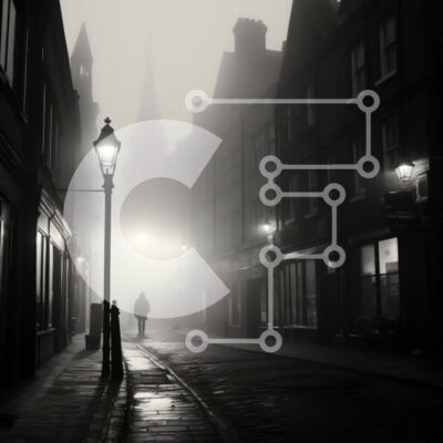 Intra Συλλεκτικό Ξύλινο Παζλ Plywood 4mm - Πρόσωπο που περπατά στην κενή ομιχλώδη οδό με φανοστάτη Σε Ξύλινο Κουτί - Διαστάσεις: 10x10 cm – 25 κομμάτια - Image 1