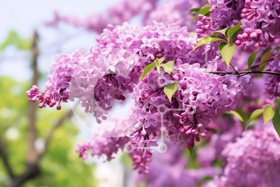 Intra Συλλεκτικό Ξύλινο Παζλ Plywood  4mm - Μωβ λιλά λουλούδια που ανθίζουν σε κλαδί δέντρου Σε Ξύλινο Κουτί - Διαστάσεις: 10x10 cm – 25 κομμάτια