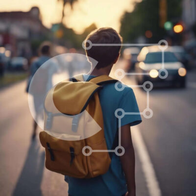 Intra Συλλεκτικό Ξύλινο Παζλ Plywood  4mm - Νεαρό αγόρι που περπατά με το σακίδιο πλάτης Σε Ξύλινο Κουτί - Διαστάσεις Puzzle: 10x10 cm – 25 κομμάτια - Image 1