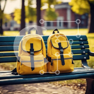 Intra Συλλεκτικό Ξύλινο Παζλ Plywood 4mm - Πάγκος Green Park με κίτρινα σακίδια Σε Ξύλινο Κουτί - Διαστάσεις Puzzle: 10x10 cm – 25 κομμάτια - Image 1