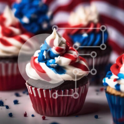 Intra Συλλεκτικό Ξύλινο Παζλ Plywood  4mm - Πατριωτικά cupcakes διακοσμημένα ως αμερικανική σημαία Σε Ξύλινο Κουτί - Διαστάσεις: 10x10 cm – 25 κομμάτια - Image 1