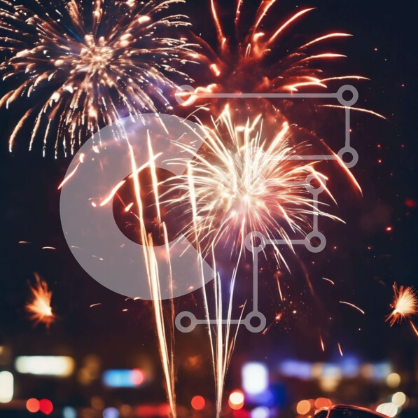 Intra Συλλεκτικό Ξύλινο Παζλ Plywood  4mm - Επίδειξη πυροτεχνημάτων στον νυχτερινό ουρανό Σε Ξύλινο Κουτί - Διαστάσεις Puzzle: 10x10 cm – 25 κομμάτια