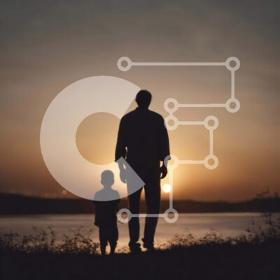 Intra Συλλεκτικό Ξύλινο Παζλ Plywood  4mm - Σιλουέτα ενός άνδρα και ενός παιδιού στο ηλιοβασίλεμα Σε Ξύλινο Κουτί - Διαστάσεις Puzzle: 10x10 cm – 25 κομμάτια - Image 1