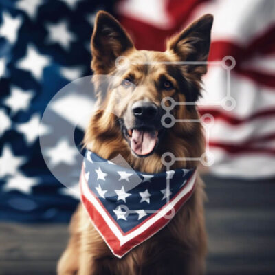 Intra Συλλεκτικό Ξύλινο Παζλ Plywood  4mm - Happy Dog με American Flag Bandana Σε Ξύλινο Κουτί - Διαστάσεις Puzzle: 10x10 cm – 25 κομμάτια - Image 1