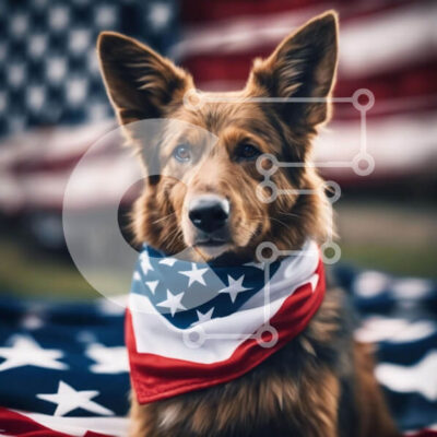 Intra Συλλεκτικό Ξύλινο Παζλ Plywood  4mm - Πατριωτικός σκύλος που γιορτάζει την 4η Ιουλίου Σε Ξύλινο Κουτί - Διαστάσεις Puzzle: 10x10 cm – 25 κομμάτια - Image 1