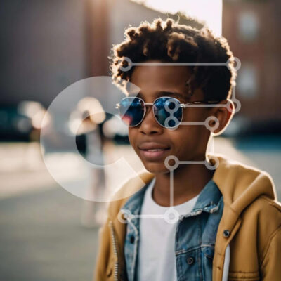 Intra Συλλεκτικό Ξύλινο Παζλ Plywood  4mm - Νεαρό αγόρι στην Urban Street με γυαλιά ηλίου και Dreadlocks Σε Ξύλινο Κουτί - Διαστάσεις Puzzle: 10x10 cm – 25 κομμάτια - Image 1