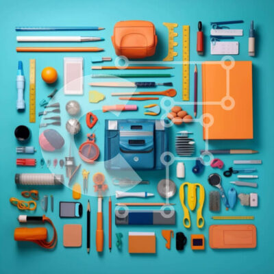 Intra Συλλεκτικό Ξύλινο Παζλ Plywood  4mm - Διάφορα εργαλεία και είδη γραφικής ύλης Σε Ξύλινο Κουτί - Διαστάσεις: 10x10 cm – 25 κομμάτια - Image 1