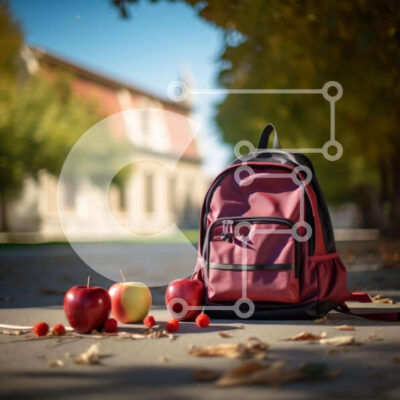 Intra Συλλεκτικό Ξύλινο Παζλ Plywood  4mm - Σακίδιο πλάτης και μήλα στη φύση Σε Ξύλινο Κουτί - Διαστάσεις: 10x10 cm – 25 κομμάτια - Image 1