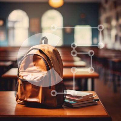 Intra Συλλεκτικό Ξύλινο Παζλ Plywood  4mm - Σκηνή στην τάξη με καφέ σακίδιο σε ξύλινο τραπέζι Σε Ξύλινο Κουτί - Διαστάσεις Puzzle: 10x10 cm – 25 κομμάτια - Image 1