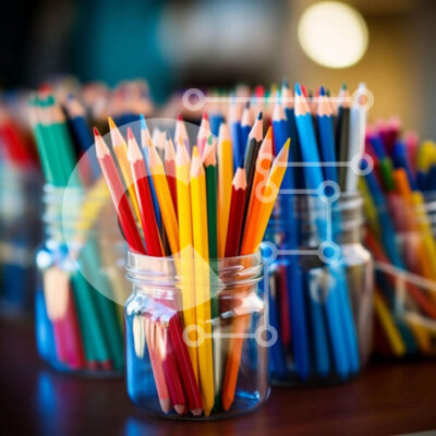 Intra Συλλεκτικό Ξύλινο Παζλ Plywood  4mm - Πολύχρωμα μολύβια σε γυάλινα βάζα Σε Ξύλινο Κουτί - Διαστάσεις: 10x10 cm – 25 κομμάτια - Image 1