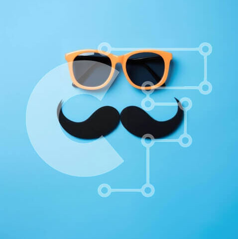 Intra Συλλεκτικό Ξύλινο Παζλ Plywood  4mm - Δημιουργικά γυαλιά ηλίου και μουστάκι σε μπλε φόντο Σε Ξύλινο Κουτί - Διαστάσεις Puzzle: 10x10 cm – 25 κομμάτια - Image 1