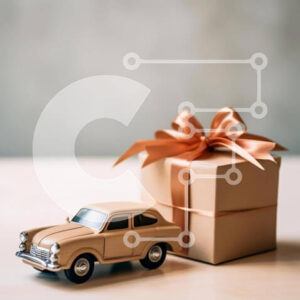 Intra Συλλεκτικό Ξύλινο Παζλ Plywood  4mm - Αυτοκίνητο παιχνίδι και Κουτί δώρου με πορτοκαλί κορδέλα Σε Ξύλινο Κουτί - Διαστάσεις: 10x10 cm – 25 κομμάτια