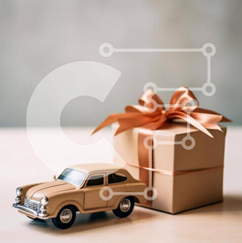 Intra Συλλεκτικό Ξύλινο Παζλ Plywood 4mm - Αυτοκίνητο παιχνίδι και Κουτί δώρου με πορτοκαλί κορδέλα Σε Ξύλινο Κουτί - Διαστάσεις: 10x10 cm – 25 κομμάτια - Image 1