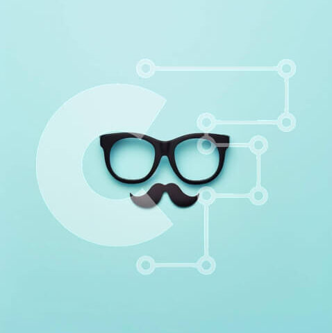 Intra Συλλεκτικό Ξύλινο Παζλ Plywood  4mm - Μαύρο μουστάκι και γυαλιά σε μπλε φόντο Σε Ξύλινο Κουτί - Διαστάσεις: 10x10 cm – 25 κομμάτια - Image 1