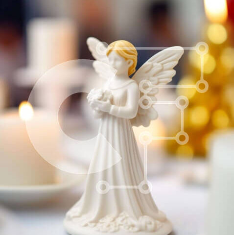 Intra Συλλεκτικό Ξύλινο Παζλ Plywood  4mm - Ειδώλιο αγγέλου στο τραπέζι με κεριά και ασημικά Σε Ξύλινο Κουτί - Διαστάσεις Puzzle: 10x10 cm – 25 κομμάτια - Image 1