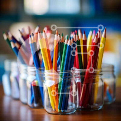 Intra Συλλεκτικό Ξύλινο Παζλ Plywood  4mm - Πολύχρωμα μολύβια σε γυάλινα βάζα Σε Ξύλινο Κουτί - Διαστάσεις: 10x10 cm – 25 κομμάτια - Image 1