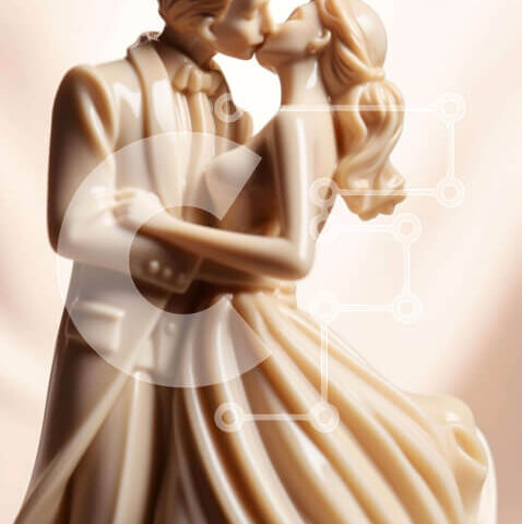 Intra Συλλεκτικό Ξύλινο Παζλ Plywood  4mm - Φιγούρα νύφης και γαμπρού που φιλιούνται με επίσημη ενδυμασία Σε Ξύλινο Κουτί - Διαστάσεις Puzzle: 10x10 cm – 25 κομμάτια - Image 1