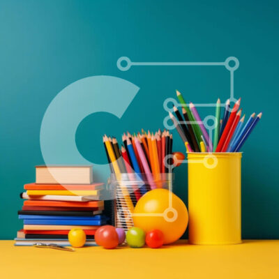 Intra Συλλεκτικό Ξύλινο Παζλ Plywood  4mm - Συλλογή σχολικών ειδών Σε Ξύλινο Κουτί - Διαστάσεις Puzzle: 10x10 cm – 25 κομμάτια - Image 1