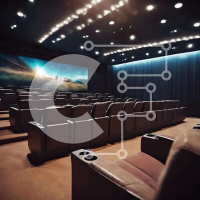 Intra Συλλεκτικό Ξύλινο Παζλ Plywood  4mm - Άδειος κινηματογράφος με μεγάλη οθόνη και σειρές από καρέκλες Σε Ξύλινο Κουτί - Διαστάσεις Puzzle: 10x10 cm – 25 κομμάτια - Image 1