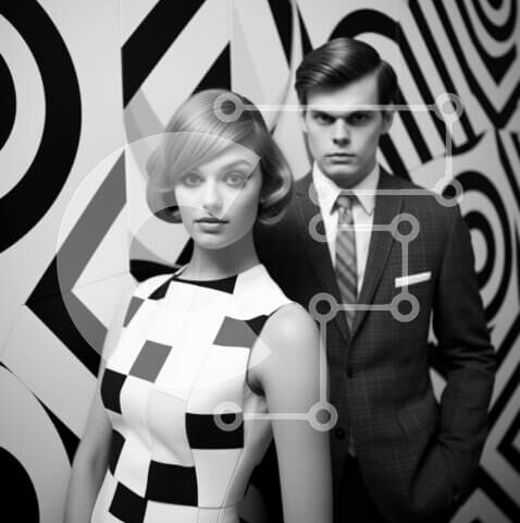 Intra Συλλεκτικό Ξύλινο Παζλ Plywood 4mm - Κομψό ζευγάρι σε γεωμετρικά σχέδια Σε Ξύλινο Κουτί - Διαστάσεις Puzzle: 10x10 cm – 25 κομμάτια - Image 1