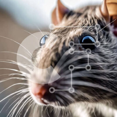 Intra Συλλεκτικό Ξύλινο Παζλ Plywood  4mm - Κοντινό πλάνο ενός γκρίζου αρουραίου που κοιτάζει την κάμερα Σε Ξύλινο Κουτί - Διαστάσεις: 10x10 cm – 25 κομμάτια - Image 1