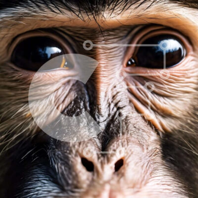 Intra Συλλεκτικό Ξύλινο Παζλ Plywood  4mm - Κοντινό πλάνο του προσώπου του περίεργου πιθήκου Σε Ξύλινο Κουτί - Διαστάσεις: 10x10 cm – 25 κομμάτια - Image 1