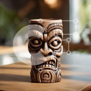 Intra Συλλεκτικό Ξύλινο Παζλ Plywood  4mm - Ξύλινη οθόνη Tiki Cup Σε Ξύλινο Κουτί - Διαστάσεις: 10x10 cm – 25 κομμάτια