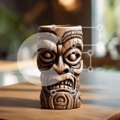 Intra Συλλεκτικό Ξύλινο Παζλ Plywood  4mm - Ξύλινη οθόνη Tiki Cup Σε Ξύλινο Κουτί - Διαστάσεις: 10x10 cm – 25 κομμάτια - Image 1