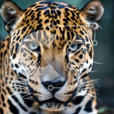 Intra Συλλεκτικό Ξύλινο Παζλ Plywood 4mm - Jaguar με μπλε μάτια κοιτάζοντας την κάμερα Σε Ξύλινο Κουτί - Διαστάσεις: 10x10 cm – 25 κομμάτια - Image 1