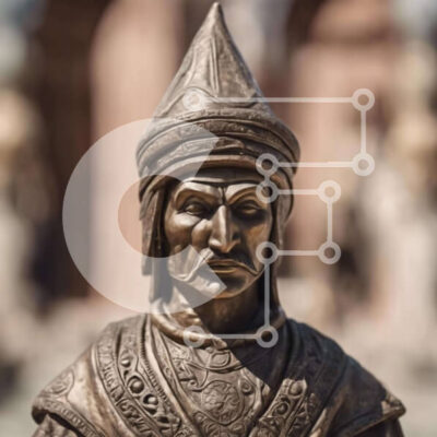 Intra Συλλεκτικό Ξύλινο Παζλ Plywood  4mm - Άγαλμα άνδρα με μεσαιωνική φορεσιά Σε Ξύλινο Κουτί - Διαστάσεις Puzzle: 10x10 cm – 25 κομμάτια - Image 1