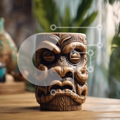 Intra Συλλεκτικό Ξύλινο Παζλ Plywood  4mm - Ξύλινη μάσκα Tiki στο τραπέζι Σε Ξύλινο Κουτί - Διαστάσεις: 10x10 cm – 25 κομμάτια - Image 1