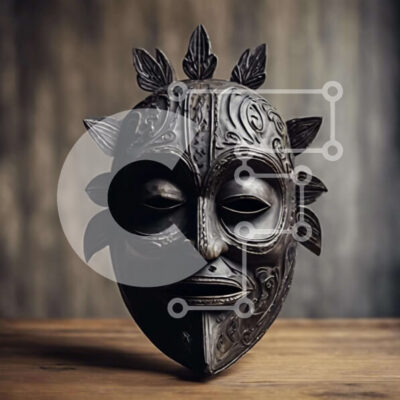 Intra Συλλεκτικό Ξύλινο Παζλ Plywood  4mm - Μαύρη μάσκα σε ξύλινο τραπέζι Σε Ξύλινο Κουτί - Διαστάσεις: 10x10 cm – 25 κομμάτια - Image 1