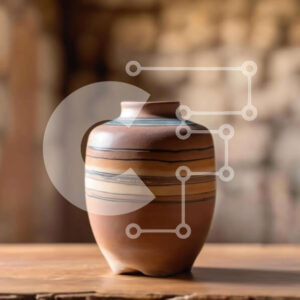 Intra Συλλεκτικό Ξύλινο Παζλ Plywood  4mm - Καφέ ριγέ βάζο σε παλιό ξύλινο τραπέζι Σε Ξύλινο Κουτί - Διαστάσεις: 10x10 cm – 25 κομμάτια