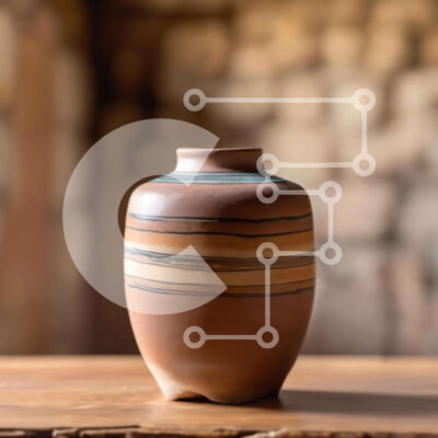 Intra Συλλεκτικό Ξύλινο Παζλ Plywood  4mm - Καφέ ριγέ βάζο σε παλιό ξύλινο τραπέζι Σε Ξύλινο Κουτί - Διαστάσεις: 10x10 cm – 25 κομμάτια - Image 1