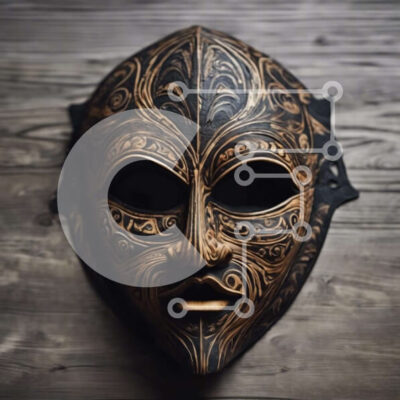 Intra Συλλεκτικό Ξύλινο Παζλ Plywood  4mm - Περίπλοκη μαύρη και καφέ μάσκα Σε Ξύλινο Κουτί - Διαστάσεις Puzzle: 10x10 cm – 25 κομμάτια - Image 1