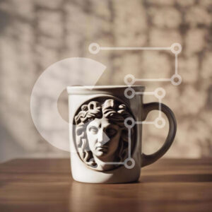 Intra Συλλεκτικό Ξύλινο Παζλ Plywood  4mm - Καλλιτεχνική κούπα καφέ με σκαλιστό κεφάλι Σε Ξύλινο Κουτί - Διαστάσεις Puzzle: 10x10 cm – 25 κομμάτια