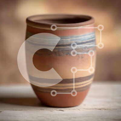 Intra Συλλεκτικό Ξύλινο Παζλ Plywood  4mm - Καφέ και πορτοκαλί κεραμικό βάζο σε ξύλινο τραπέζι Σε Ξύλινο Κουτί - Διαστάσεις: 10x10 cm – 25 κομμάτια - Image 1